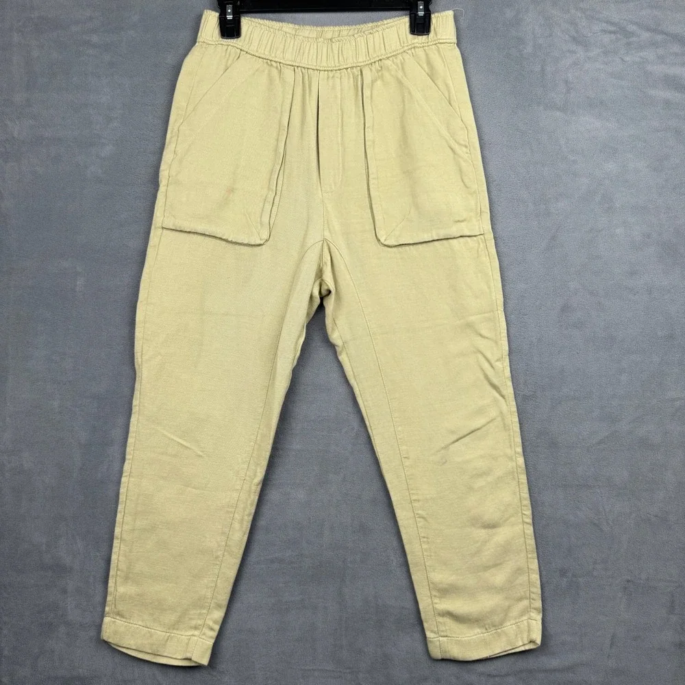 ZARA Women Beige Elastic‎ Waist Cargo Pocket Pants Size S